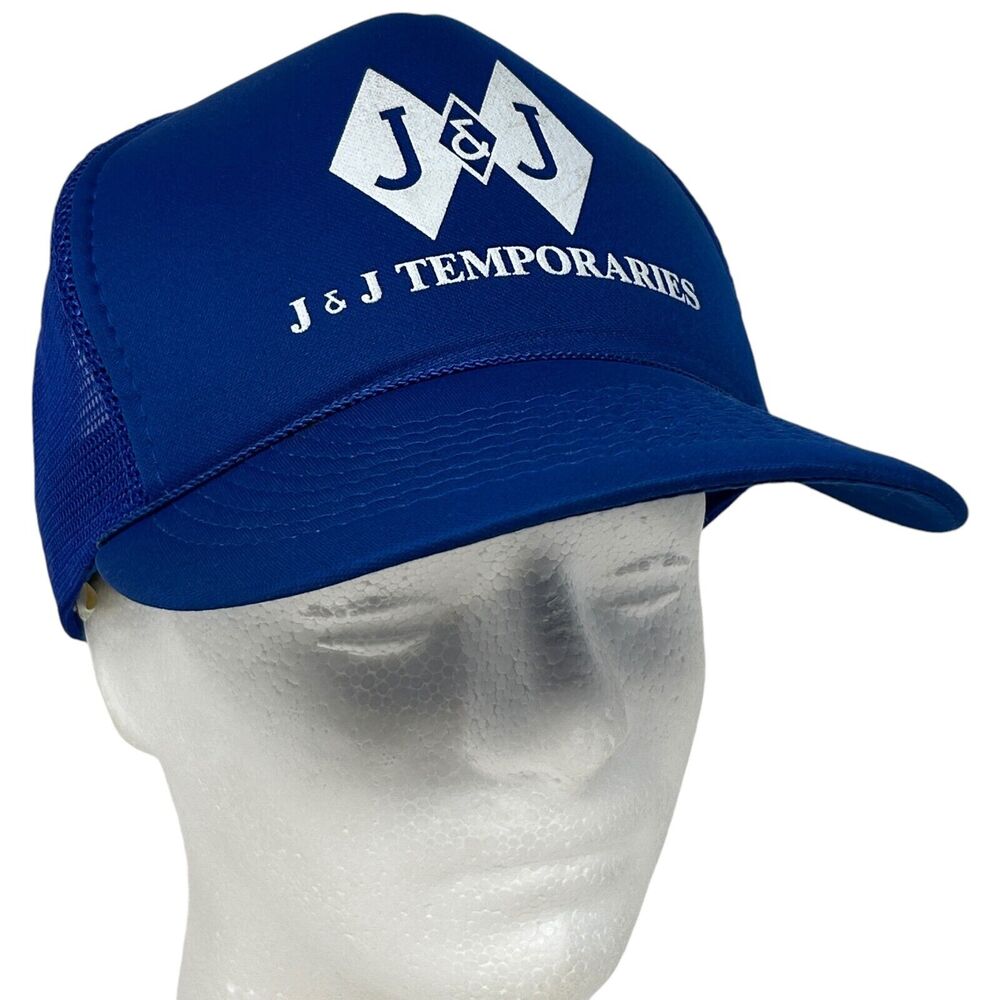 Vintage J & J Temporaries Trucker Hat Baseball Cap Temps Staffing Snapback Blue - Picture 10 of 10